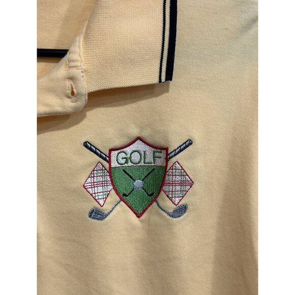 Devon & Jones Mens Golf Embroidered Polo Shirt Yellow Pima Cotton Sz Medium - Picture 4 of 8